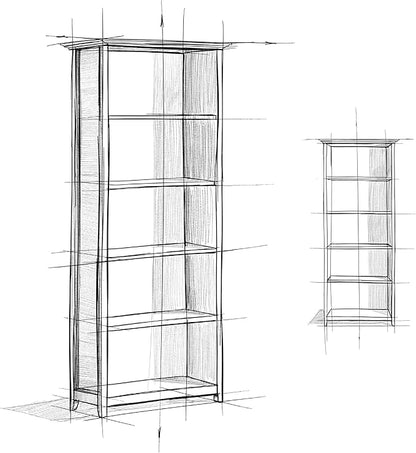 SIMPLIHOME Amherst SOLID WOOD 30 Inch Transitional 5 Shelf Bookcase in White, For the Living Room, Study Room and Office