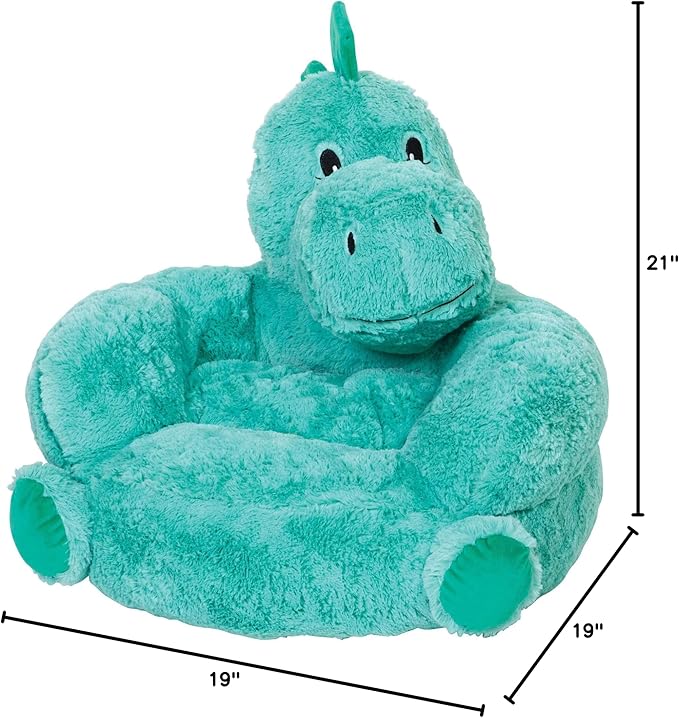Trend Lab Dinosaur Toddler Chair Plush Character Kids Chair Comfy Furniture Pillow Chair for Boys and Girls, 21 x 19 x 19 inches