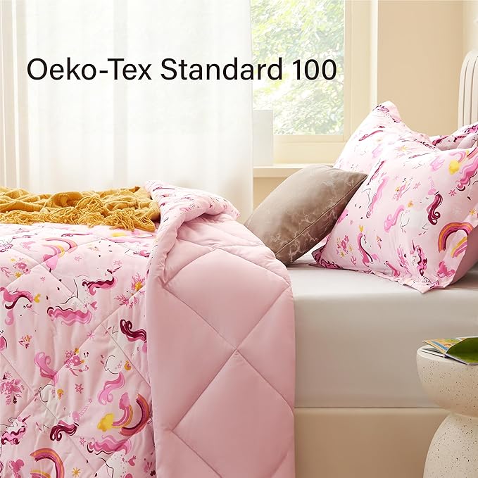 Twin Unicorn Comforters for Boys,2 Pieces Kids Unicorn Bedding Kids Comforter Sets, Super Soft Lightweight for All Seasons,Includes 1 Comforter (66"x86") and 1 Pillowcase (20"x26"+2")