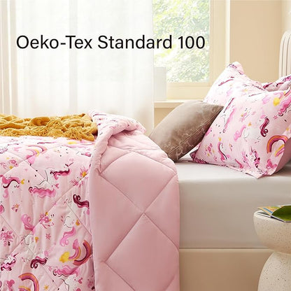 Twin Unicorn Comforters for Boys,2 Pieces Kids Unicorn Bedding Kids Comforter Sets, Super Soft Lightweight for All Seasons,Includes 1 Comforter (66"x86") and 1 Pillowcase (20"x26"+2")