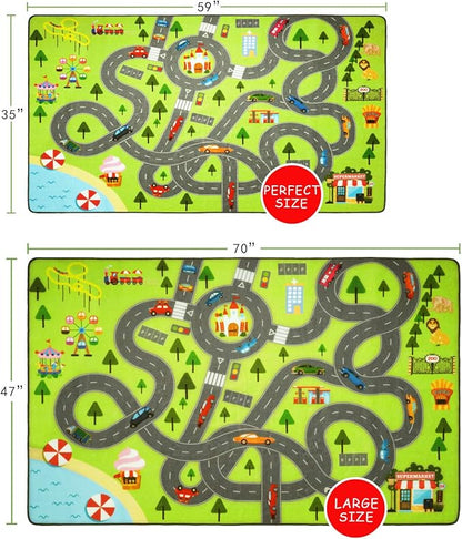 HOMORE Kids Play Mat Rug, Fun and Educational City Play Rug for Hot Wheels Track Racing and Toys, Kids Carpet Playmat Area Rug for Children Bedroom Play Room Nursery, 3x5 Feet