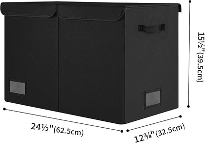 GRANNY SAYS Toy Chest with Lids, Foldable Toy Storage Organizer with Handles, Stuffed Animal Storage for Nursery Room Playroom, Living Room, Large Toy Box for Boys and Girls, Black