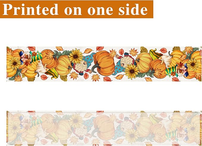 Fall Table Runner 90 Inches Long Autumn Table Runner Pumpkins Maple Leaves Gnome Fall Theme Decor for Kitchen Dining Table Home Party Decorations