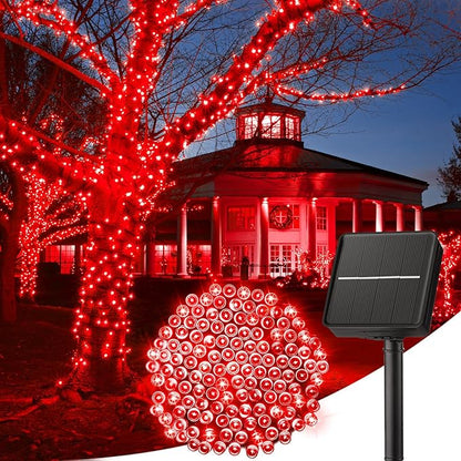 Minetom Solar String Lights Outdoor, 40FT 100 LED String Lights Solar Powered with 8 Lighting Modes, Waterproof Solar Patio Lights Outdoor, Solar String Lights for Outside Tree Yard, Red