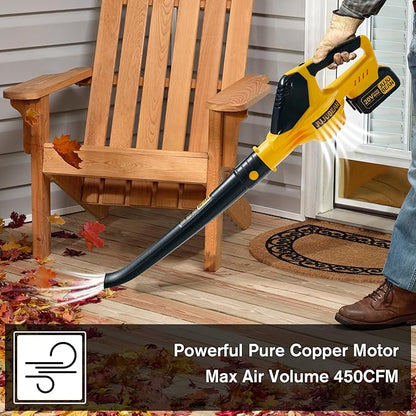 Electric Leaf Blower Cordless, Battery Leaf Blower with Battery and Charger, 5.0Ah Battery Powered Variable-Speed Lightweight Handheld Blower for Lawn Care, Patio, Yard, Terrace
