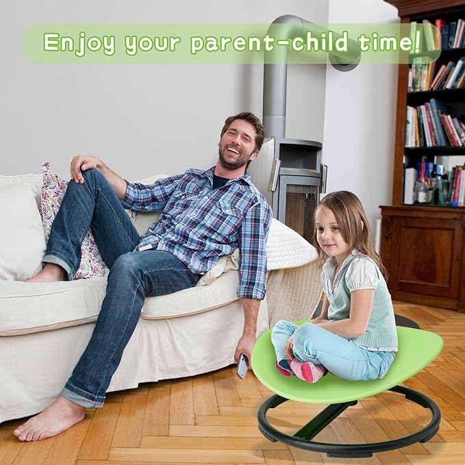 Swivel Sensory Spinning, Autism Children's Chair, Boost Balance in Kids,Non-Slip, Green