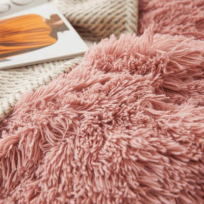 FOPPA Old Pink fluffy Comforter Cover Set king- Ultra Soft fluffy Old Pink Bedding Sets 3 Pieces (1 Duvet Cover + 2 Pillow case) Old Pink fluffy bed set (Old Pink, King)