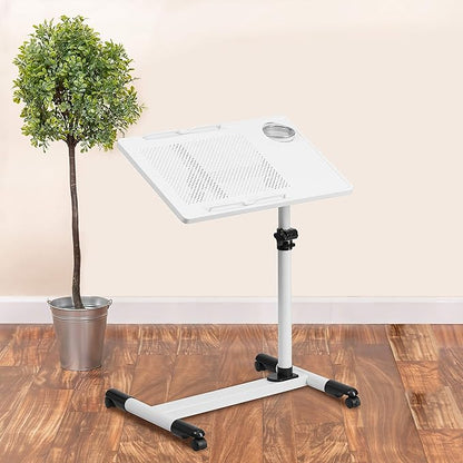 Flash Furniture Macon White Adjustable Height Steel Mobile Computer Desk