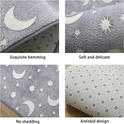 Eanpet Glow in The Dark Floor Mats Luminous 5’ x 7’ Area Rug Soft Decorative Play Mat for Kids Crawling Mat Non-slip Living Room Rug Carpets for Bedroom Home Decor,Blue Universe