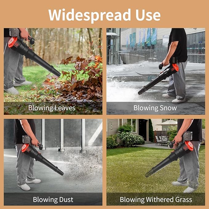 2024 Strong Power Leaf Blower Cordless, 500CFM 120MPH Leaf Blower with Battery and Charger, 20V 4.5Ah Battery Powered with Flat and Round Nozzles, for Lawn Care Yard Porch Driveway Patio Clean Snow