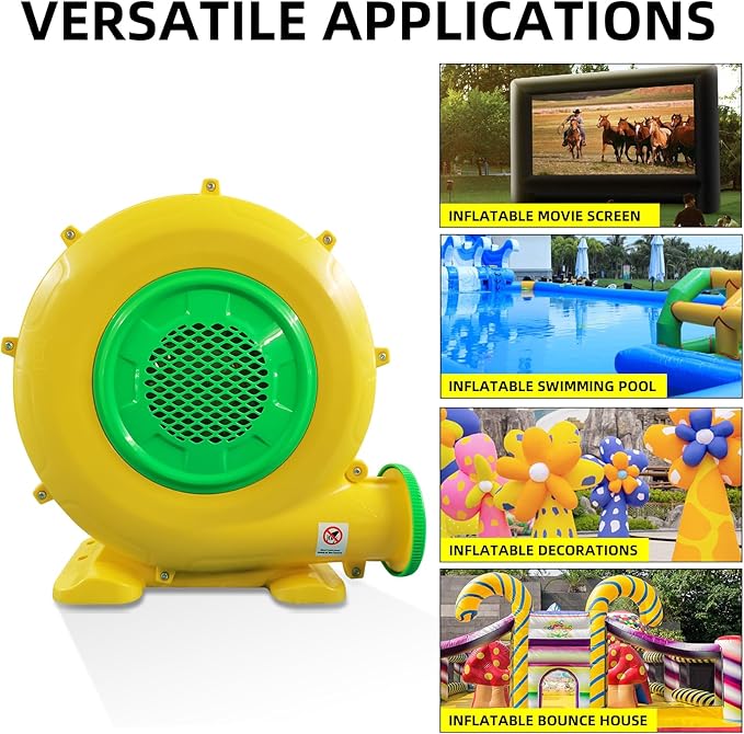 750W Bounce House Blower, Powerful Air Blower for Inflatable, Portable Inflatable Bubble House Blower Pump Fan for Inflatable Bouncy Castle, Jumper, Water Slide, Blower Corded(750 Watt 1HP)