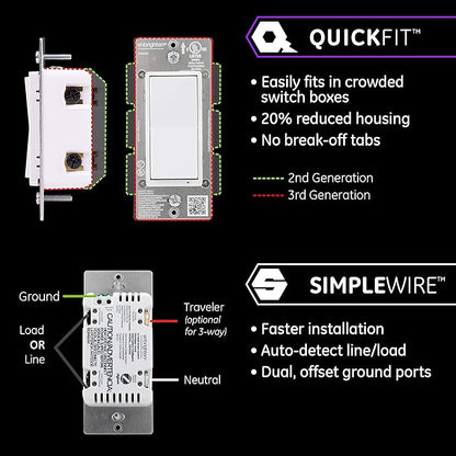 Enbrighten Zigbee Smart Light Switch, QuickFit & SimpleWire, Pairs Directly with Echo Show 10, Echo Studio, Eero Pro 6, Alexa & Google Assistant, Smart Light Switch, 43078