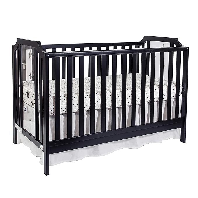 Suite Bebe Celeste 3 in 1 Convertible Island Crib Wood and Acrylic, Black