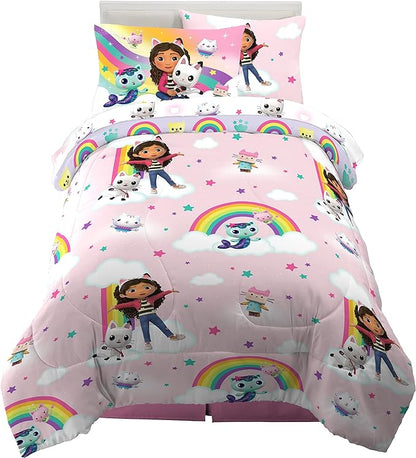 Franco Gabby's Dollhouse Kids Bedding Super Soft Comforter and Sheet Set with Sham, 5 Piece Twin Size, (Officially Licensed Product)