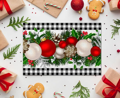 Nepnuser Black and White Gingham Christmas Placemats Set of 4 Buffalo Check Plaid Xmas Place Mats for Home Kitchen Dining Table Decoration