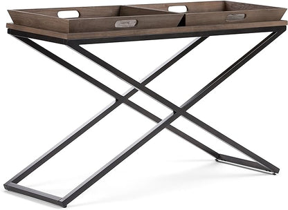 SIMPLIHOME Damien SOLID ELM WOOD 50 Inch Wide Console Table in Distressed Natural Elm, For the Living room, Entryway and Bedroom