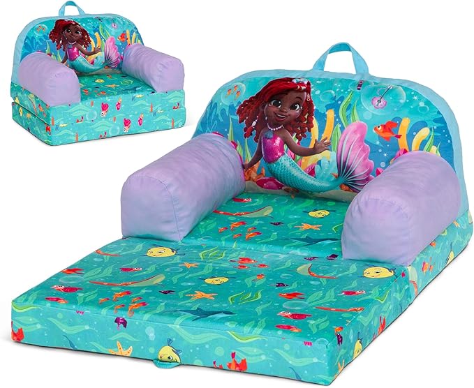 Delta Children Cozee Buddy Flip-Out Kids Chair, Disney Junior’s Ariel