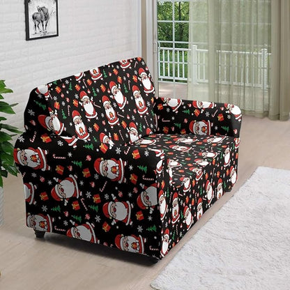 FKELYI Christmas Decorations Indoor Easy Going Stretch Sofa Slipcover Santa Claus Sofa Couch Cover Comfortable Furniture Protector M