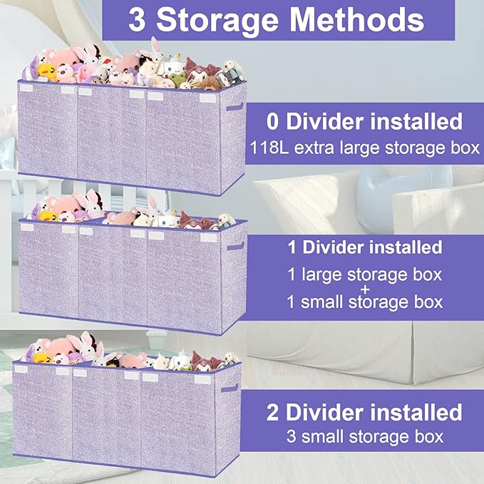 Toy Storage Box for Kids,Extra Large Toy Box Chest with Lids,Foldable Toy Organizers and Storage Bins with Handles for Nursery,Home,Office 35.8"x12.6"x16"(Purple)