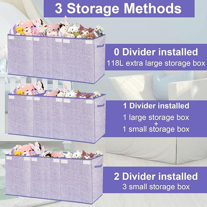 Toy Storage Box for Kids,Extra Large Toy Box Chest with Lids,Foldable Toy Organizers and Storage Bins with Handles for Nursery,Home,Office 35.8"x12.6"x16"(Purple)