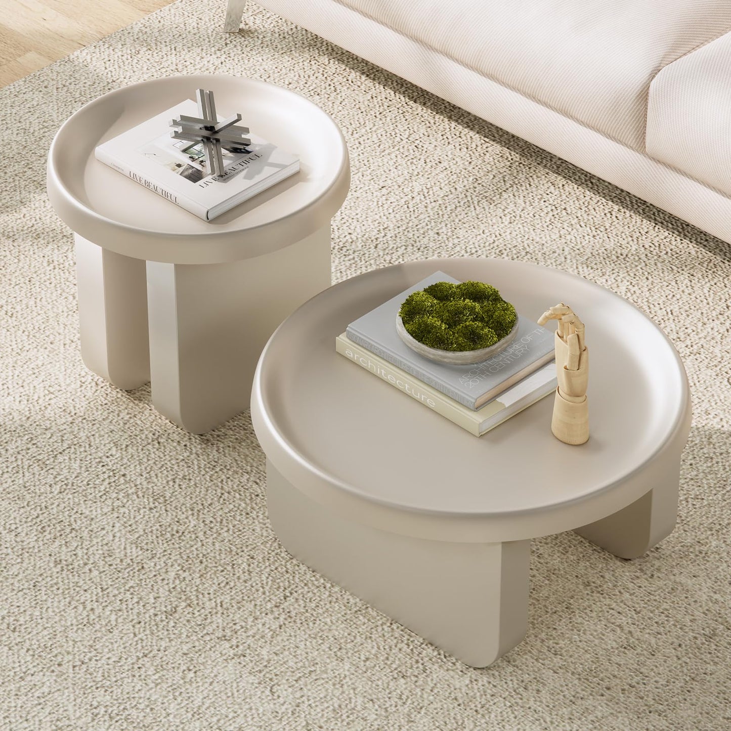 Round Coffee Table,Modern Coffee Table,Unique Circle Coffee Tables,Metal Center Table for Living Room (Black, 29.5 x 16.5)