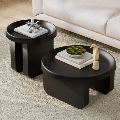 Round Coffee Table,Modern Coffee Table,Unique Circle Coffee Tables,Metal Center Table for Living Room (Black, 29.5 x 16.5)