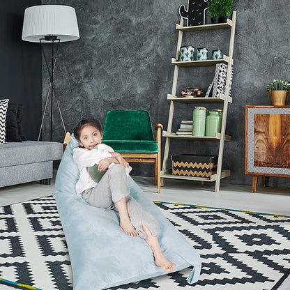 Stuffed Animal Storage Bean Bag Chair Cover, Velvet Grey Plush Toy Storage Stuff and Sit Seat for Kids/Teens/Adults, 52" x 31" Extra Large Triangle Floor Sofa, 200L/52Gal, Cover Only