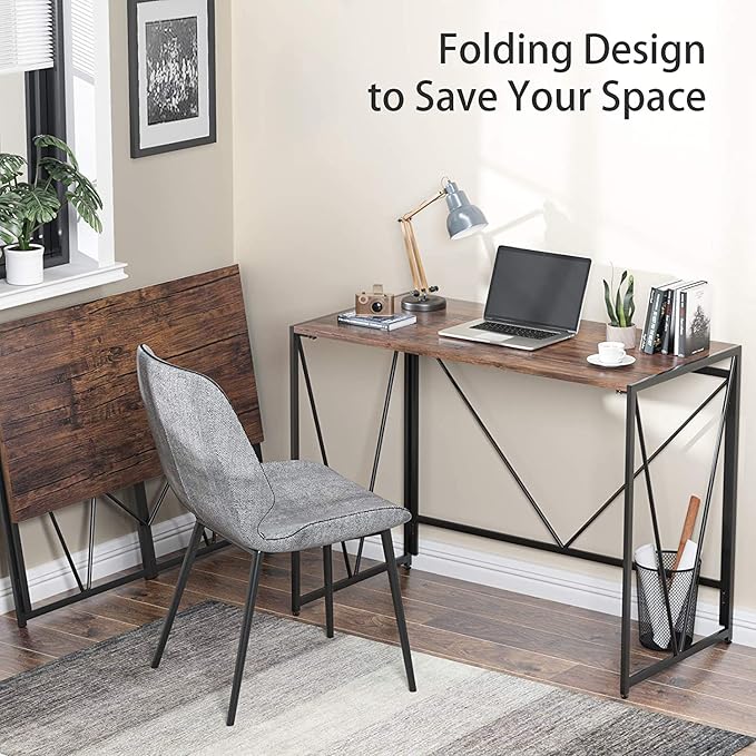 NWCD3D Folding Computer Desk, Brown