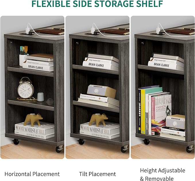 YITAHOME 3 Drawer File Cabinet with Charging Station, Home Office Furniture, Grey