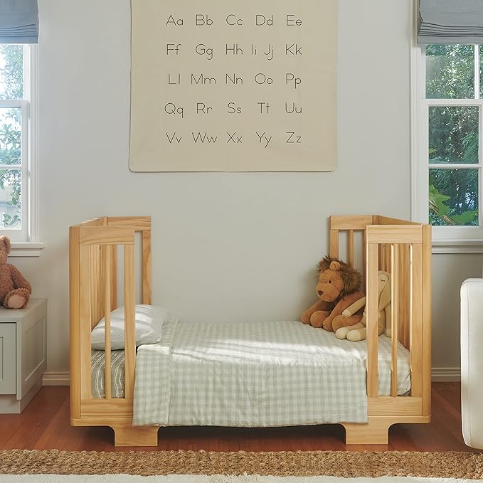 Babyletto Yuzu Convertible All-Stages Bassinet, Midi, Full-Size Crib in Natural, Greenguard Gold Certified, Portable & Adjustable with Conversion Kits and Pads Included