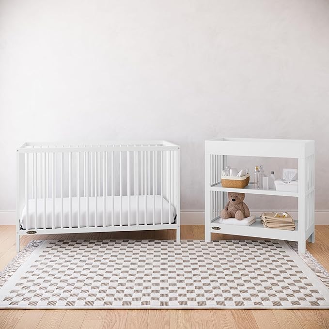 Graco Teddi 5-in-1 Convertible Crib (White) – GREENGUARD Gold Certified, Converts to Daybed, Toddler & Twin Bed with Headboard and Footboard, Adjustable Mattress Height