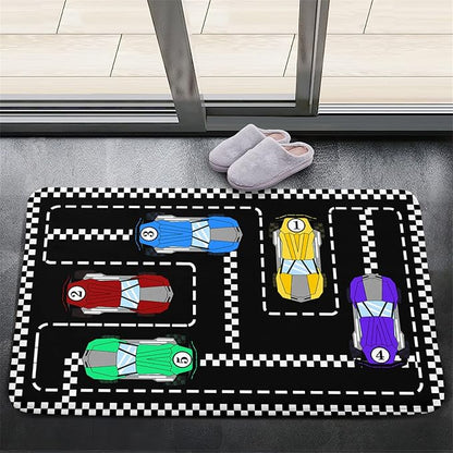 Car Rug Race Car Rug Car Track Rugs for Boys Race Track Carpet Race Car Track Rug Car Rug for Boys Room Car Rug Play Mat Car Carpet for Kids Rugs for Boys Bedroom,Black 2'×3'