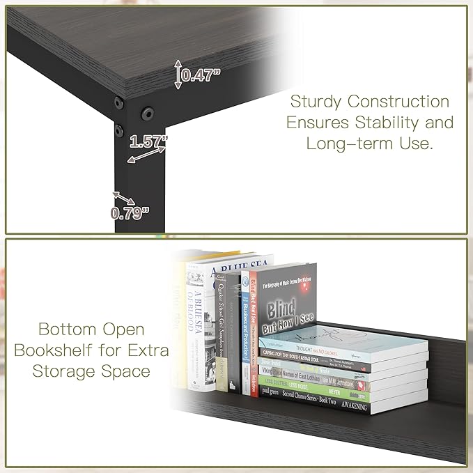 L Shaped Desk, Office Computer Corner Desk, 55 inch Home Gaming Desk Table, Writing Study Workstation with Storage Shelves for Home Office, Space-Saving, Industrial, Espresso