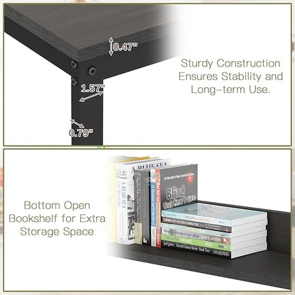 L Shaped Desk, Office Computer Corner Desk, 55 inch Home Gaming Desk Table, Writing Study Workstation with Storage Shelves for Home Office, Space-Saving, Industrial, Espresso