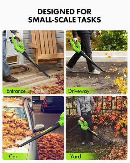 Leaf Blower Cordless with Battery and Charger - Anykit Electric Leaf Blower Battery Operated, Blower Cordless 20V 2 Speed Modes Handheld for Clearing Patio Driveway