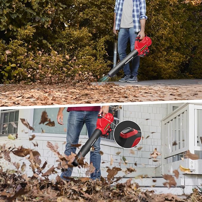 PowerSmart 40V Cordless Leaf Blower, Powerful 450CFM 130MPH Performance with 2X 2.0Ah Batteries & Chargers Included, for Quick & Easy Lawn Care (DB2201B)