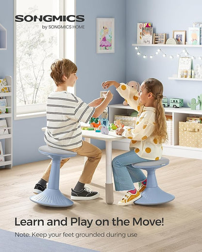 SONGMICS Kids Wobble Chair, Wiggle Stool for Kids Ages 8-12, Comfortable 60D Foam Seat, Breathable Fabric, Anti-Slip Base, 18.1-Inch High, Tool-Free Assembly, Pale Blue and Dove Gray UOSC010Q01