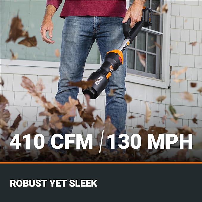 Worx Nitro WG543 20V LEAFJET Leaf Blower Cordless with Battery and Charger, Blowers for Lawn Care Only 3.8 Lbs., Cordless Leaf Blower Brushless Motor – Battery & Charger Included