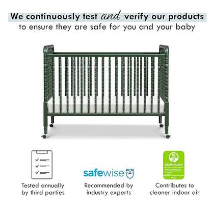 DaVinci Jenny Lind 3-in-1 Convertible Crib in Forest Green, Removable Wheels, Greenguard Gold
