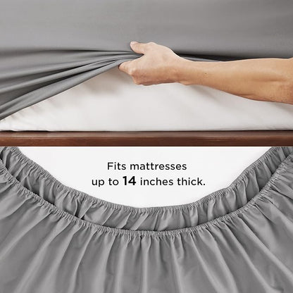 Bedsure Queen Bedding Comforter Set - 7 Pieces Solid Grey Bed in a Bag Queen, Bed Set Queen with Quilted Fluffy Comforters, Sheets, Pillowcases & Shams