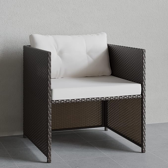 Edenbrook Bayview Patio Mix and Match Outdoor Furniture-Accent Chair Rattan/Cream, White/Brown