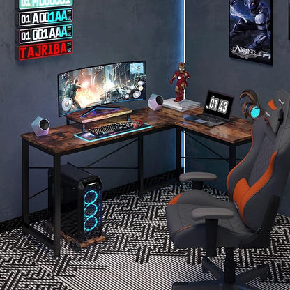 Computer Desk, L Shaped Desk with Large Desktop, Corner Desk with Monitor Stand PC Laptop Table Computer Workstation for Home Office (Rustic Brown)