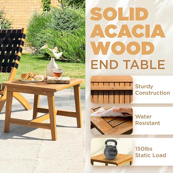 Design Heavy Duty 400lbs Capacity Patio Bistro Piece Outdoor, Onesize, Foldable Reclining Set 3