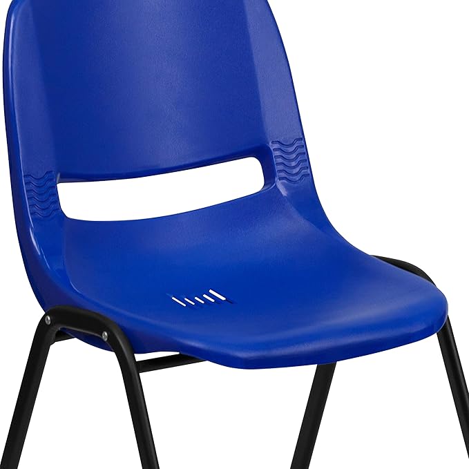 Flash Furniture HERCULES Series 661 lb. Capacity Navy Ergonomic Shell Stack Chair with Black Frame and 16'' Seat Height