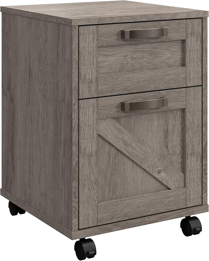 Bush Furniture Knoxville 2 Drawer Mobile File Cabinet, Rolling Document Storage for Home Office, Restored Gray