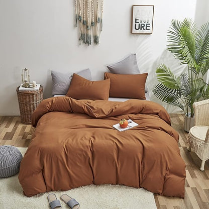 Pumpkin Color Comforter Sets Solid Rust Color Bedding Set Twin 3 PCs Cinnamon Comforter Sets for Women Girls Breathable Soft Pumpkin Bedroom Collection Solid Pumpkin Color Adults Bedding