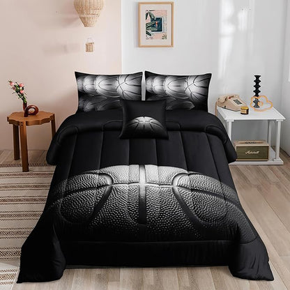 6 PCS Basketball Queen Comforter Sets,Queen Basketball Bedding Sets for Boys,Basketball Sports Comforter Set,Queen Size Bedding Sets for Boys,Bed in A Bag with Sheets(Queen-6 Pieces)