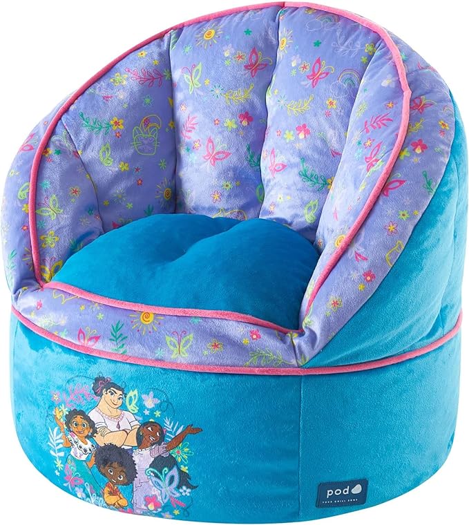 Idea Nuova Disney Encanto Madrigal Family Blue Round Bean Bag Chair for Kids, Ages 3+, Large