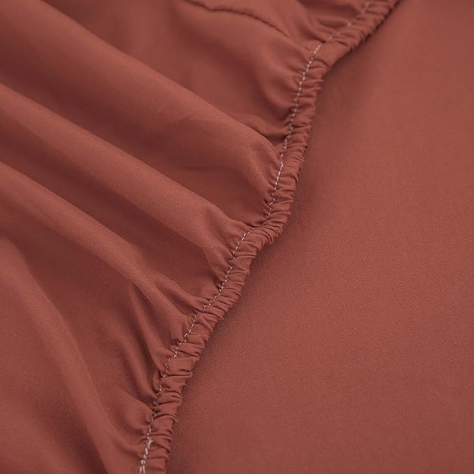 Burnt Orange Comforter Set Queen,Queen Sized Comforter Bedding Set, Burnt Orange Terracotta Bedding Set Queen Size,5 Pcs Lightweight Microfiber Bed Set
