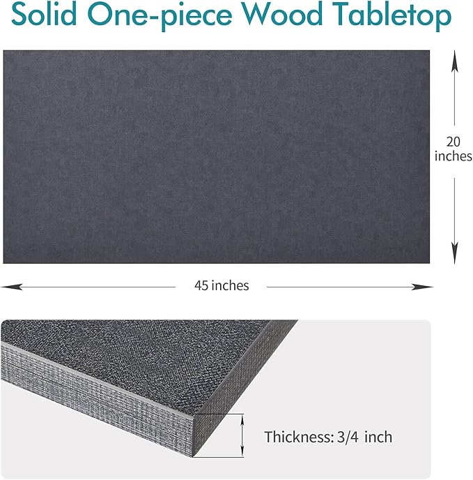 Kaboon Universal Tabletop 45"x20", Solid One-Piece Melamine Table Top, Double Desk L-Desk Floating Desk DIY, Home and Office, Greylish Blue
